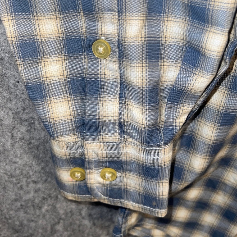 Orvis Classic Fit Men's Blue Cream Plaid Cotton Lyocell Button Down Shirt Size M - Picture 8 of 9